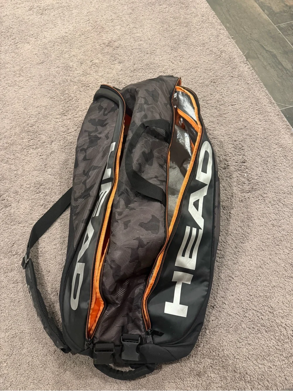 HEAD Black and Orange Men's Duffel Tennis Bag